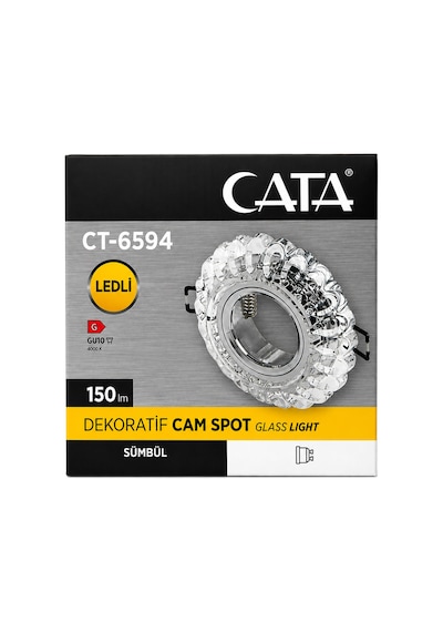 Ct-6594 Led Li Dekoratif Cam Spot Armatür Sümbül Kasa 150 Lm 4000k Duysuz Ampulsuz Diğer