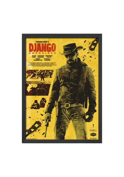 Django Unchained Siyah Ahşap Çerçeveli Poster, Film Duvar Tablosu