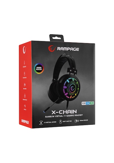 Rampage RM-K59 X-CHAIN USB 7.1 Mikrofonlu Kulak Üstü Oyuncu Kulaklığı