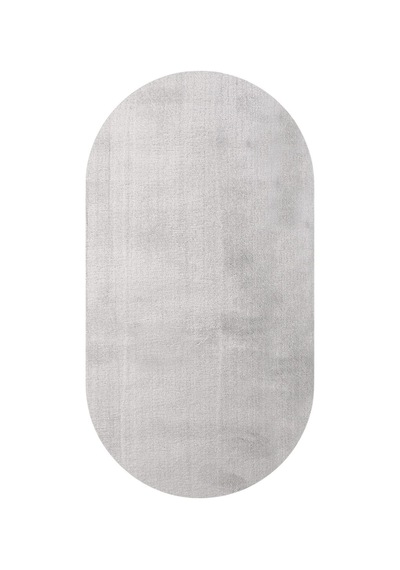 Oval Puffy Yumuşak Peluş Halı , Kaymaz, Yıkanabilir, Antre, Hol, Mutfak, Makyaj Masası Önü Halısı Gri