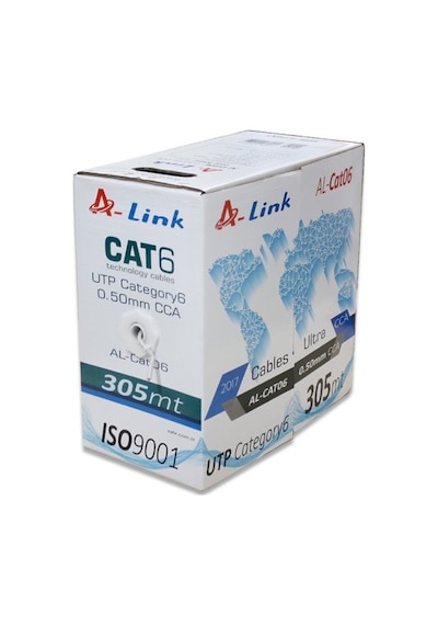 A-Link Al-Cat06 Gri Cat6 Utp 305 Mt. 24 Awg 0.50Mm Network Kablo