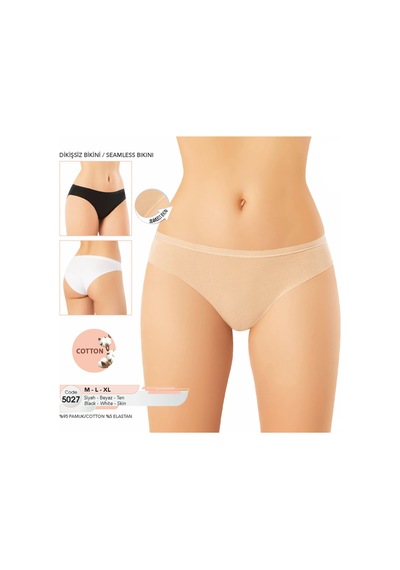 Talya İç Giyim Kota Pamuk&likra Dikişsiz Seamless 6 Adet Bikini Külot Beyaz