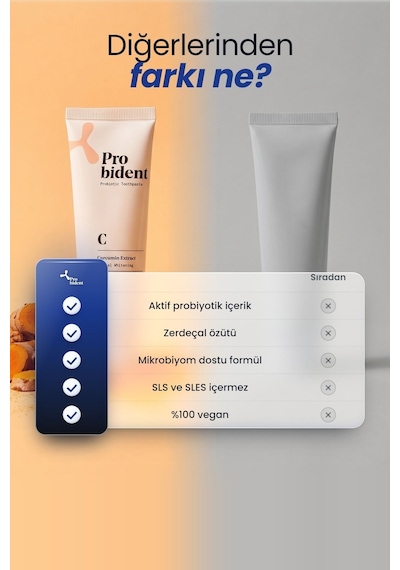 Probident Zerdeçal Özütü İlaveli Probiyotik Diş Macunu 75 ML