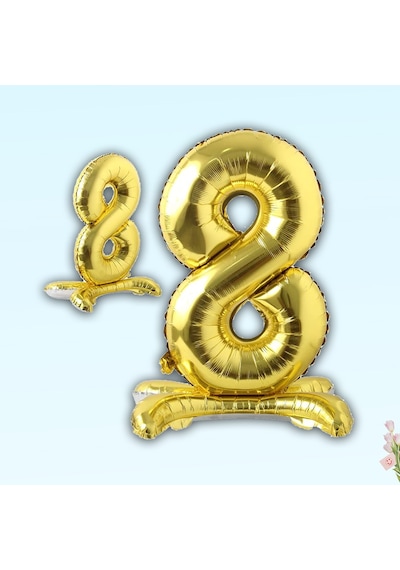 8 Rakam Ayaklı Folyo Balon. 65 CM - Altın