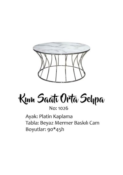 Brc Kum Saati Orta Sehpa Model 1026 Beyaz Mermer Temper Cam Metal Brc Kum Saati Orta Sehpa Model 1026 Beyaz Mermer Temper Cam Metal
