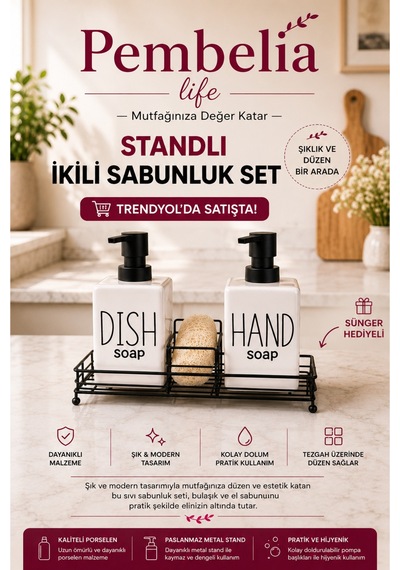 2 Li Standlı Süngerli Fenomen Pinterest Model Sabunluk Mutfak Banyo Sabunluk Beyaz Beyaz