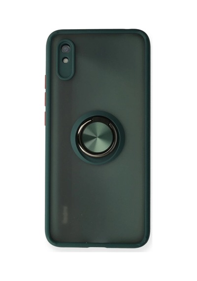 Xiaomi Redmi 9a Uyumlu Kılıf Montreal Yüzüklü Silikon Kapak - Yeşil
