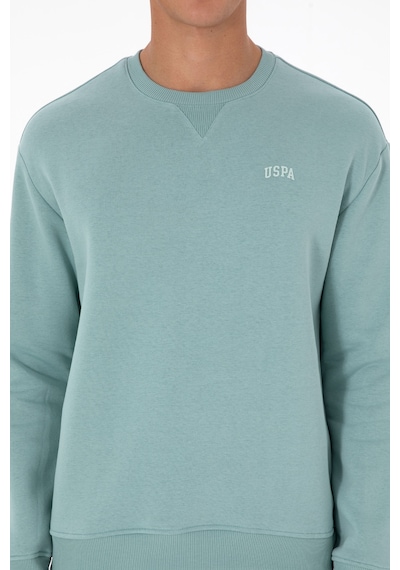 U.S. Polo Assn. Erkek Comfort Fit Bisiklet Yaka Şardonlu Mint Basic Sweatshirt 50313757-VR090