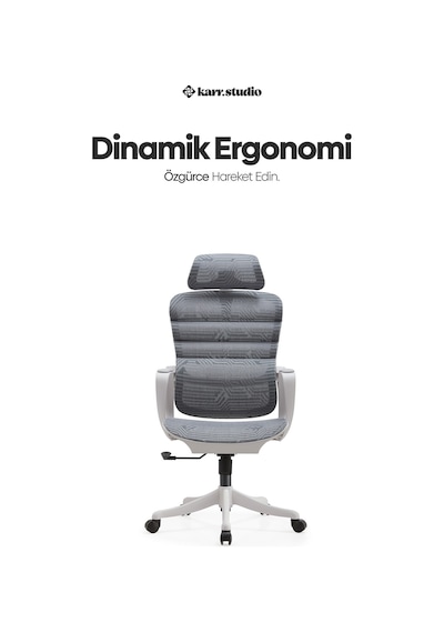 Rosso Ergonomik Çalışma Koltuğu - Sabit Kolçak - Gri