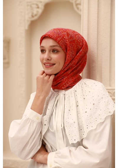 Silk Home Organik Eşarp 79015-30 Parlak Turuncu, Mor, Vizon