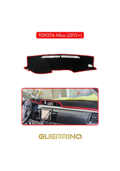 Toyota Hilux 2015+ Torpido Koruma Halısı Kırmızı Kenar