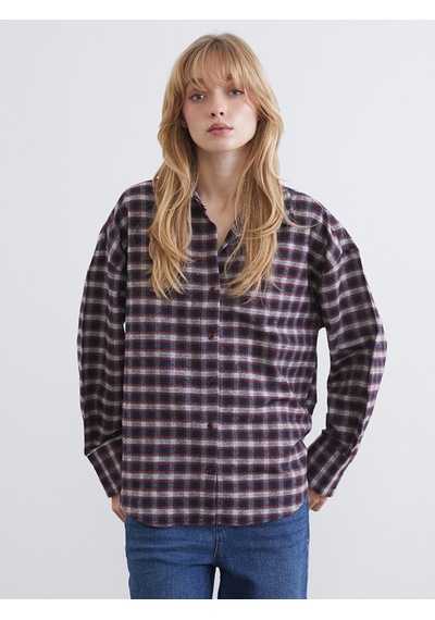Lcw Vision Kırmızı Ekose Oversize Kadın Oduncu Gömlek