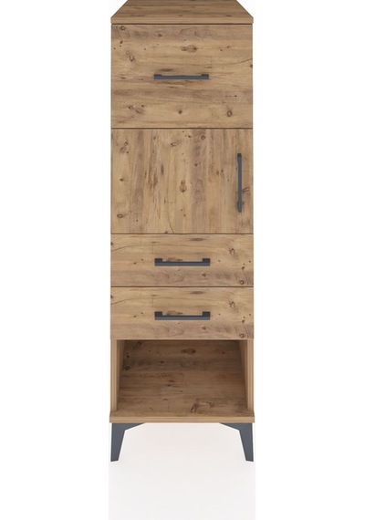 Kronos Dolap Tek Raflı 3 Çekmeceli Tek Kapaklı 44x59x134 Çam-çam Atlas Çam