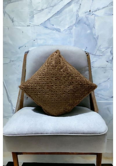 Bohem Dekoratif Yastık Kılıfı Kırlent Kılıfı 43x43 Cm Kahverengi Otantik Dsn