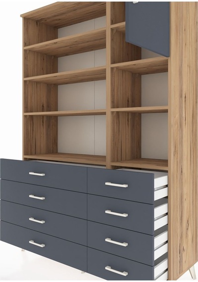 Hyperion Dolap 8 Raflı 8 Çekmeceli Tek Kapaklı 132x44x195 Çam-antrasit/antrasit Antrasıt/antrasıt Hyperion Dolap 8 Raflı 8 Çekmeceli Tek Kapaklı 132x44x195 Çam-antrasit/antrasit Antrasıt/antrasıt