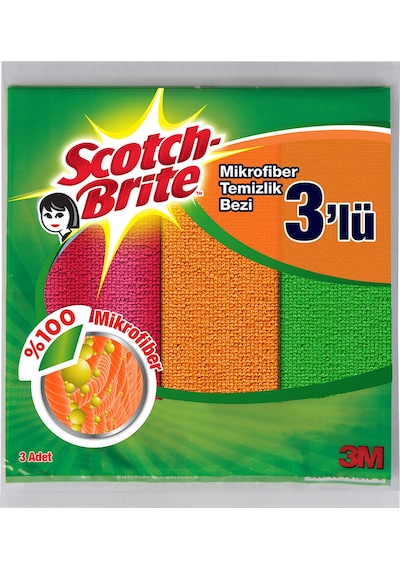 Scotch Brite Mikrofiber Temizlik Bezi 3 Adet Çok Renkli