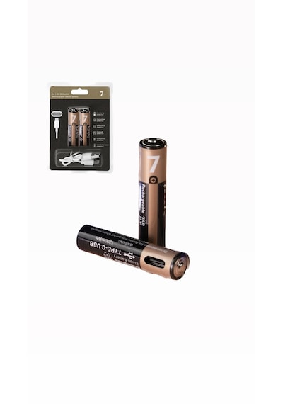 İnce Pil Aaa Pil Usb Type-c Kablo İle Şarj Edilebilir Lityum 2'li İnce Pil 1.5v Aaa / 1200mwh