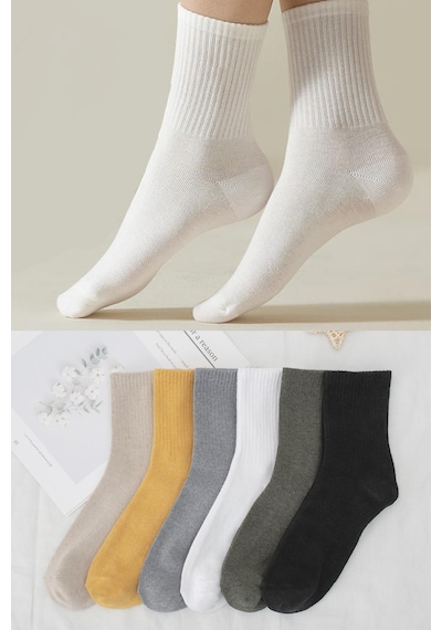 Bgk Unisex 6 Çift Düz Tenis Çorap Şeffaf Çok Renkli