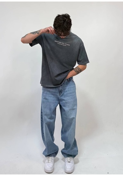 Zaee Studio Line Oversize Yıkamalı Tişört Füme