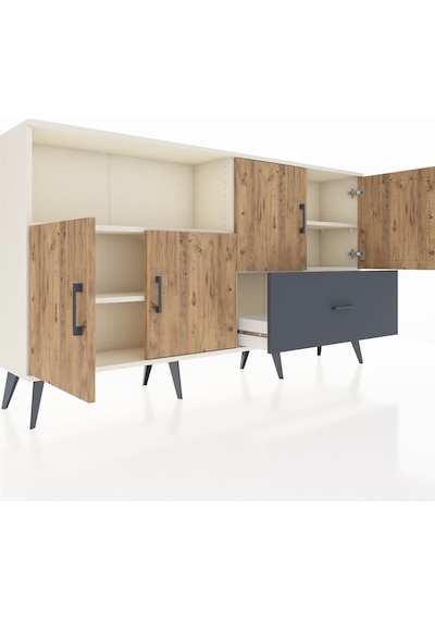 Arges Konsol 4 Raflı Tek Çekmeceli 4 Kapaklı 176x30x99 Aytaşı-çam Aytaşı-çam/antrasit Arges Konsol 4 Raflı Tek Çekmeceli 4 Kapaklı 176x30x99 Aytaşı-çam Aytaşı-çam/antrasit