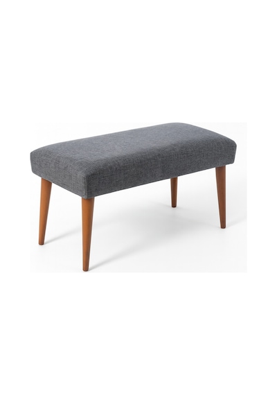 Azra Mobilya Modern Keten Kumaş Puf Bench 90x45 Cm Demonte Ahşap Ayaklı Oturma Pufu - Açık Gri Açık Gri