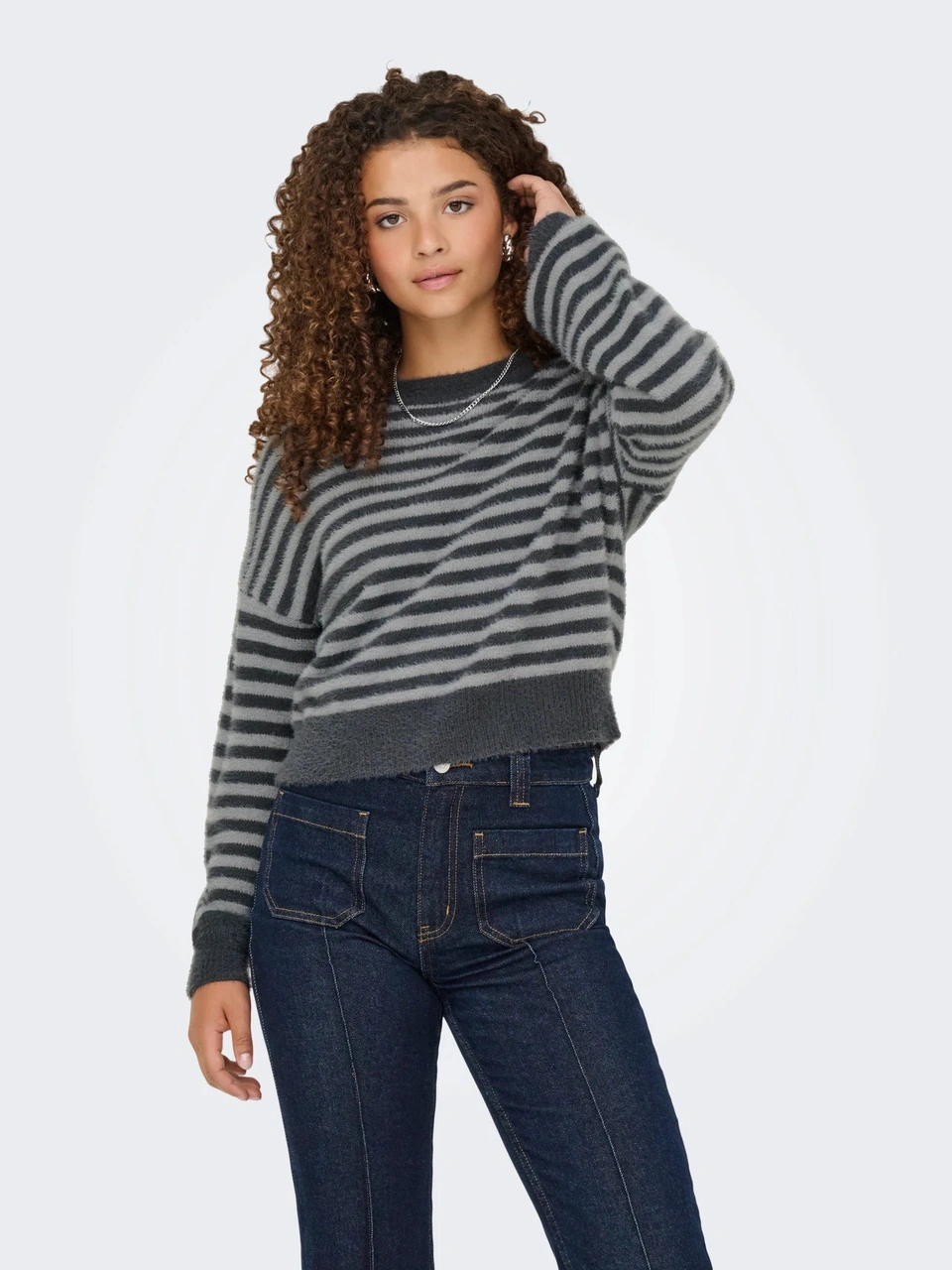 Only Onlpiumo L/s Pullover Kadın Kazak 15235973 Gri