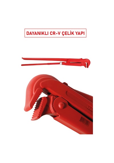 2201100015 Maşalı Boru Anahtarı 1.5 85 Cr-v Çelik, Ergonomik Sap, Dişli Kavrama Sistemli