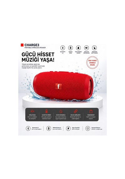 Charge3 Bluetooth Hoparlör Usb Ve Hafıza Kartı Girişli Fm Radyolu Şarjlı Taşınabilir Kablosuz Speaker Mp3 Çalar Tüm Cihazlara Uyumlu