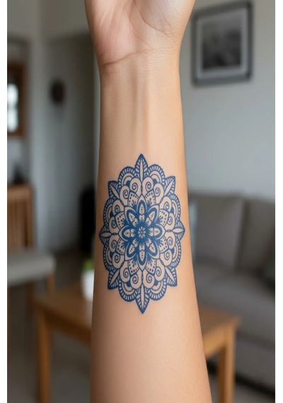 Mandala 5 Cm Minimal Geçici Dövme Yarı Kalıcı Geçici Dövme