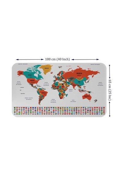 Eğitici - Öğretici Dünya Ve Türkiye Haritası Çocuk Odası Duvar Sticker-60x105-3886 Renkli