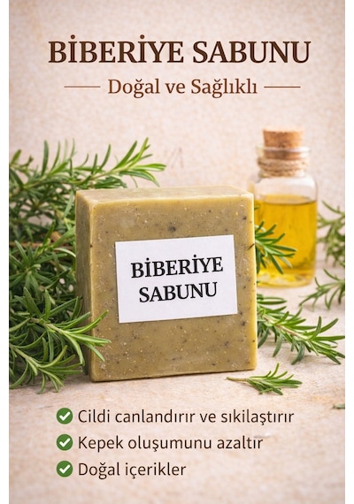 Herbliss Biberiye Sabunu Doğal - Katkısız Saç Ve Cilt Canlandırıcı & Dökülme Karşıtı Bahar Esintisi