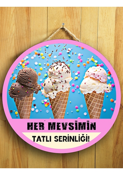 Mayeka Cafeler Restoranlar Dondurmacılar İçin Dondurma Duvar Kapı Tablo Ahşap Askılı Pano Tabela