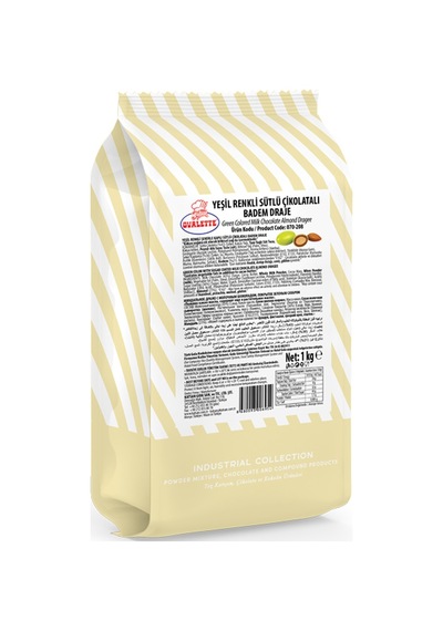 Ovalette Yeşil Renkli Sütlü Çikolatalı Badem Draje 1 Kg