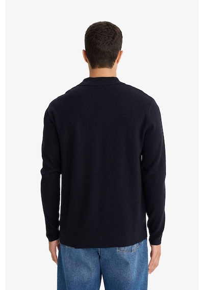 Defacto Standart Fit Polo Yaka Düğmeli Ön Cep Detaylı Triko Hırka F3720ax25wnnv64 Lacivert