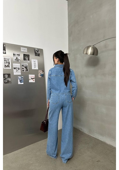 Lacarino 7888 Palazzo Kadını Jean Pantolon Lıght Blue