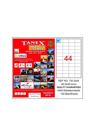 Tanex Tw-2044 48.5Mmx25.4Mm Etiket 100 Tabaka