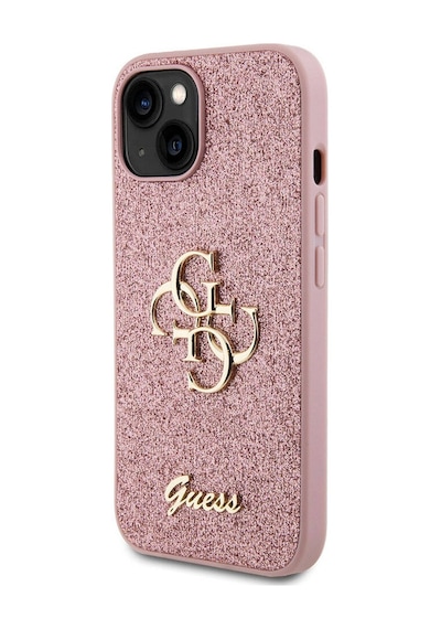 Apple Uyumlu iPhone 15 Kılıf Guess Lisanslı 4g Büyük Metal Logolu Glitter Kapak Siyah