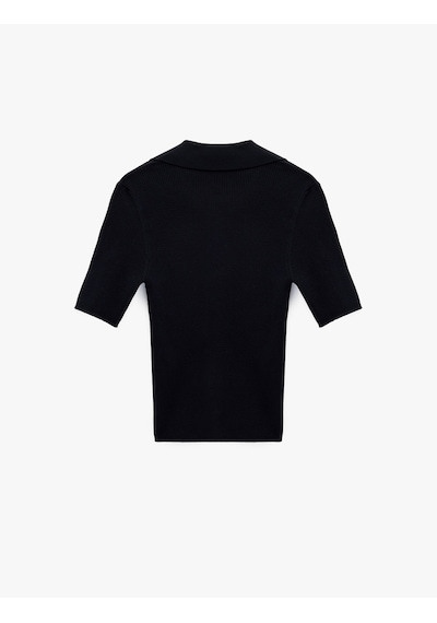 Koton Slim Fit Kısa Kollu Polo Yaka Triko Kazak Lacivert 6sak90017ht