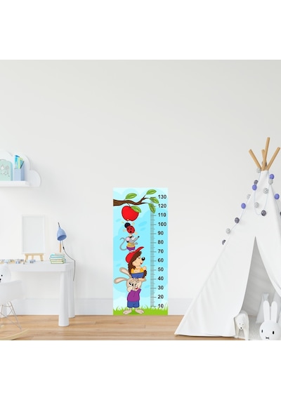 Çocuk Odası Bebek Odası Boy Ölçer Boy Cetveli Sticker Hayvanlar E