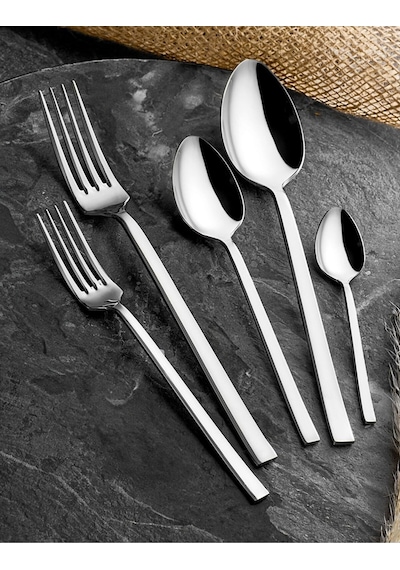Zagori Düz Sade Model 30 Parça 6 Kişilik Çatal Kaşık Takımı Çelik