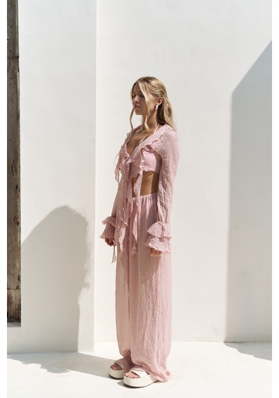 Mai Collection Mai Studios Co. Olivia Pembe Gömlek Pantolon Takım Pembe