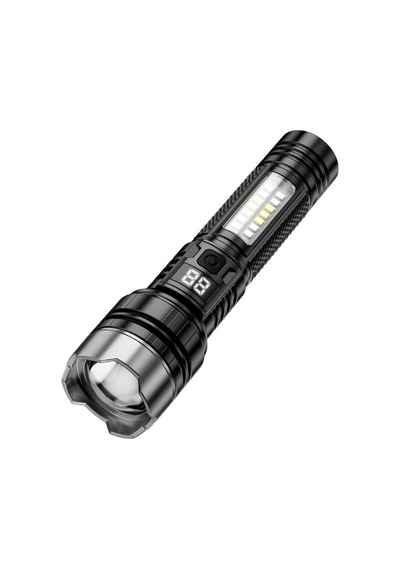 Xo-yh20 1200 Mah Dijital Ekranlı Teleskopik Zoomlu El Feneri Siyah