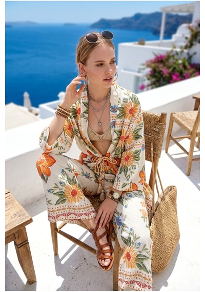 Island Girl Vintage Bağlamalı Tropikal Kollu Kimono Ve Lastik Bel Geniş Paça Cepli Pantolon Yazlık Bohem Boho Bohem Set Takım Ekru Island Girl Vintage Bağlamalı Tropikal Kollu Kimono Ve Lastik Bel Geniş Paça Cepli Pantolon Yazlık Bohem Boho Bohem Set Takım Ekru