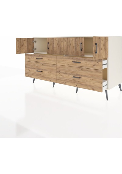 Kronos Konsol 2 Raflı 4 Çekmeceli 4 Kapaklı 176x59x99 Aytaşı-çam Aytaşı-çam