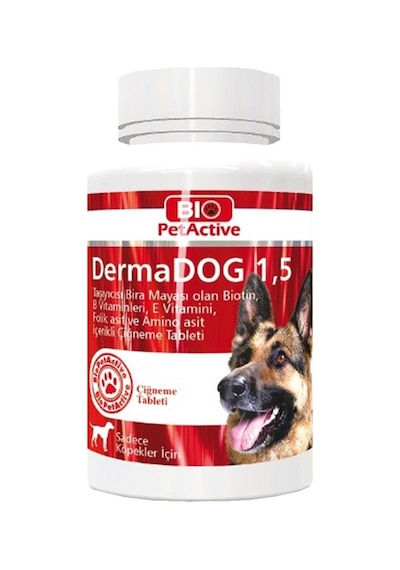 Bio PetActive Dermadog 1.5 Sarımsaklı Bira Mayalı Probiotik Büyük Irk Köpek Vitamini 100 Tablet 150 G