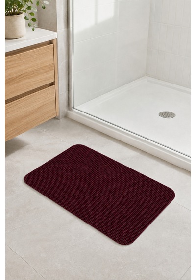 Yıkanabilir Banyo Paspası Kaymaz Taban Su Emici Duş Önü Lavabo Önü Tuvalet Önü Banyo Halısı 40x60 Cm Kırmızı