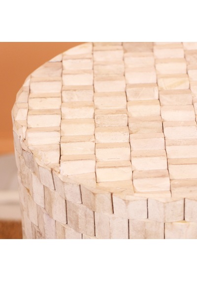 Solid Thin Wood Teak Sehpa 30x45 Cm Beyaz