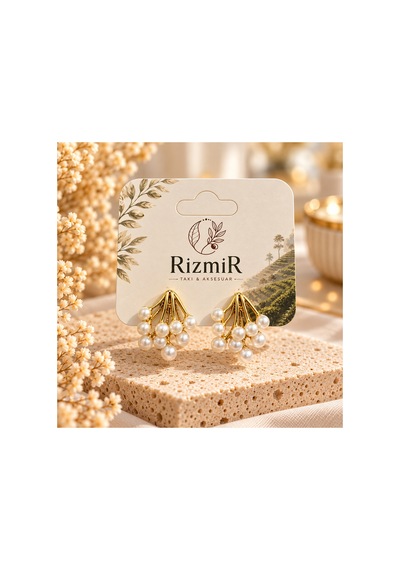Gold İnci Buketi Kadın Küpe Altın