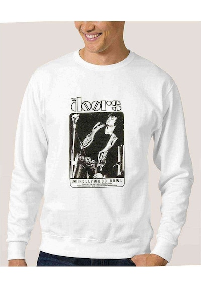 The Doors Live Hollywood Bowl Baskılı Beyaz Erkek Örme Sweat