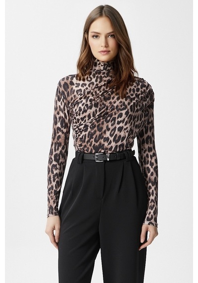Ritnice Kadın Moon Büzgülü Leopar Sandy Bluz Leopar